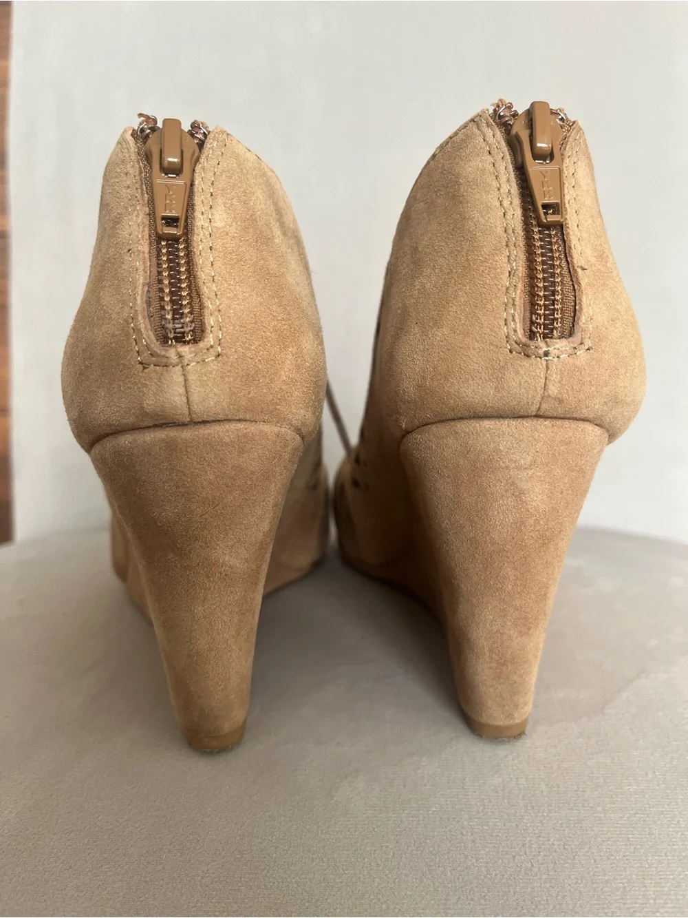 Sofft Yardley Nude Suede-Like Lace-Up Wedge Sandals EUC - Picture 7 of 10